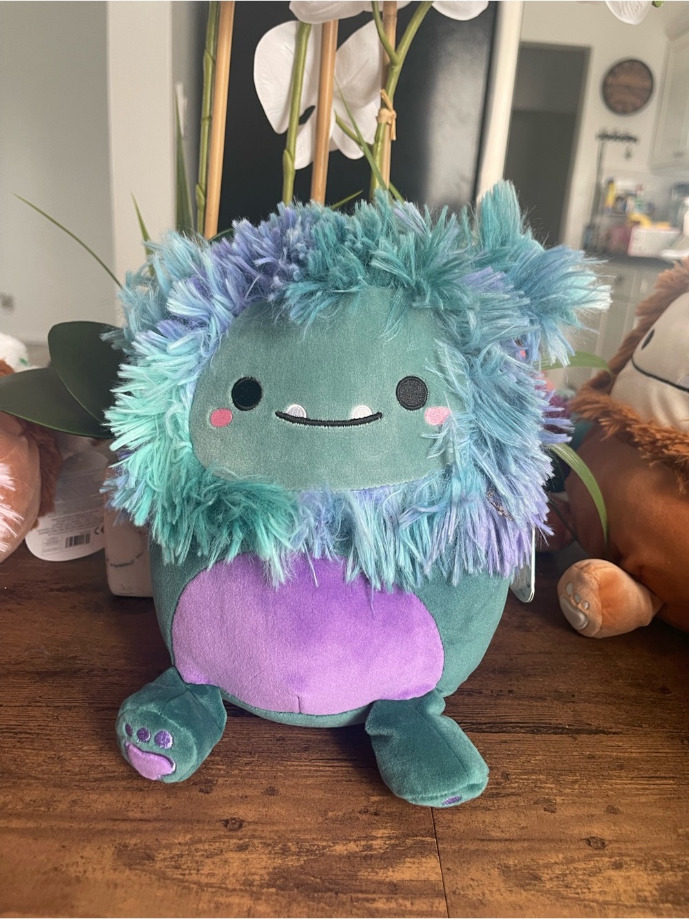 Squishmallows Teal and Purple Fuzzy Monster Plush